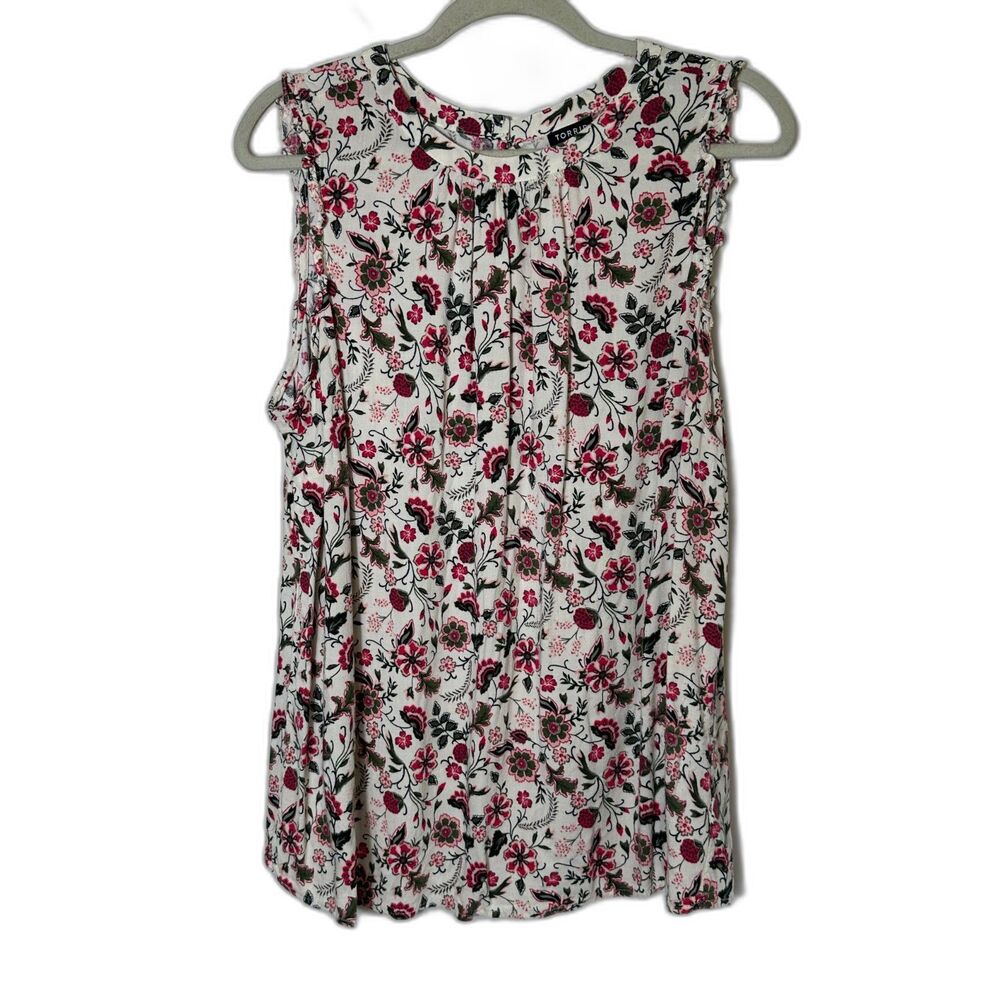 Torrid Women's Front Pleat Sleeveless Plus Size 2 Ruffle Sleeve Grannycore Top